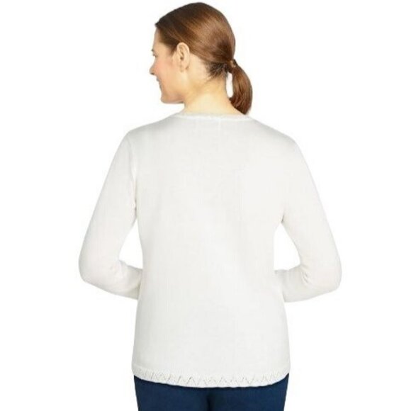NWT ALFRED DUNNER Petite XL Echo Canyon Floral Applique Embellished Sweater PXL - Picture 3 of 4